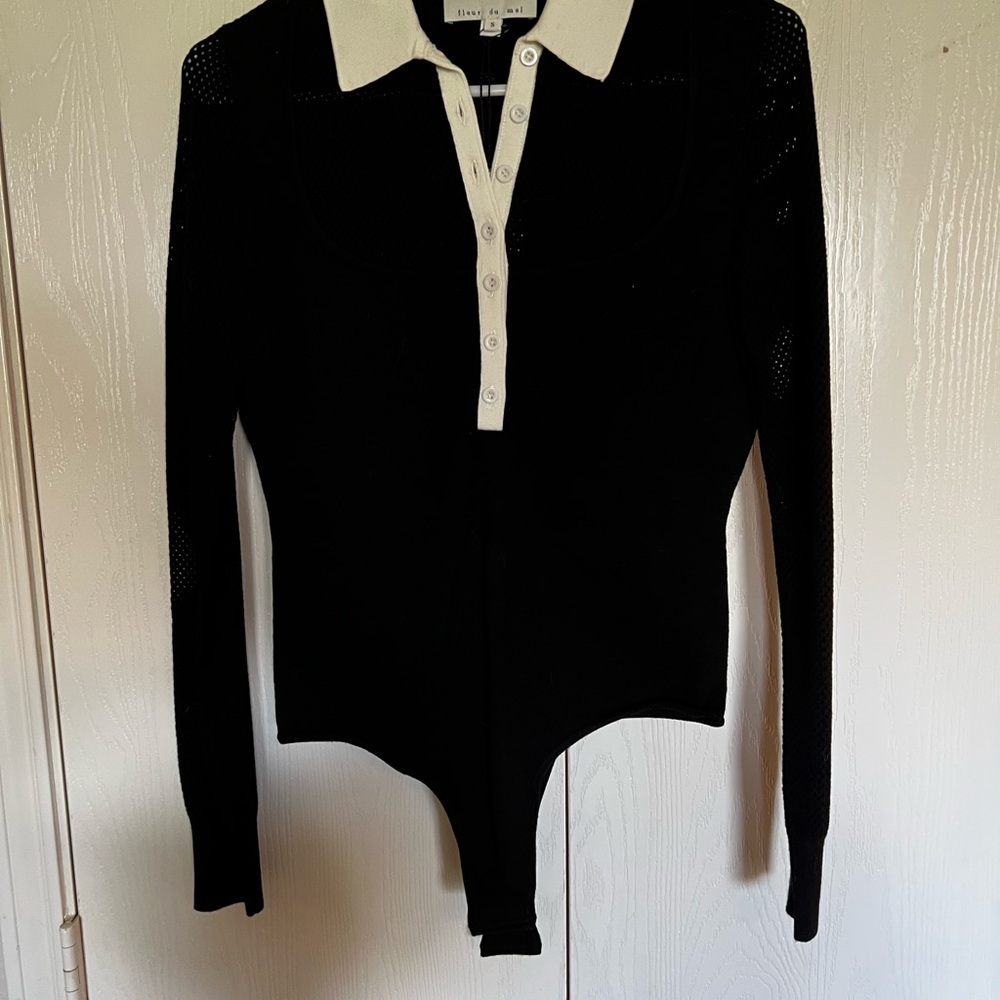Fleur du Mal Black and White Polo Bodysuit